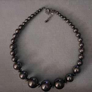 16 inch faux black onyx pearls